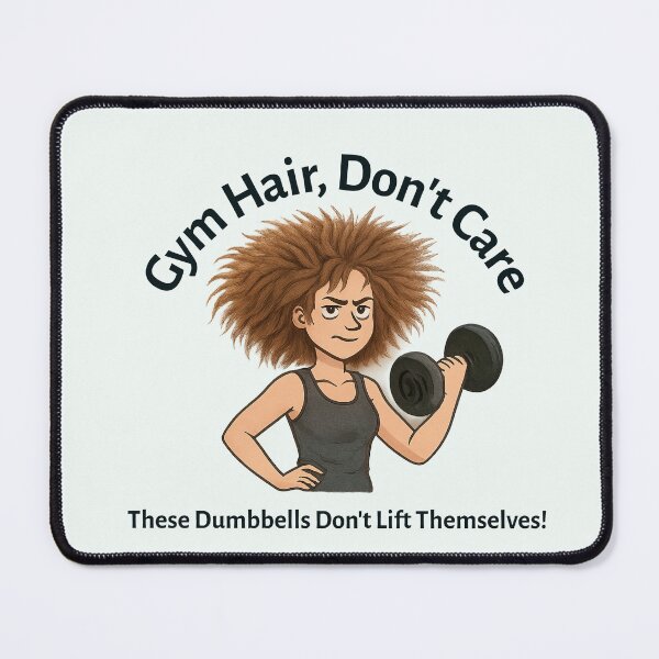 Item preview, Gym Hair, Don’t Care – These Dumbells Don’t Lift Themselves-Wild Hair-Dark Text designed and sold by The Expression Den.