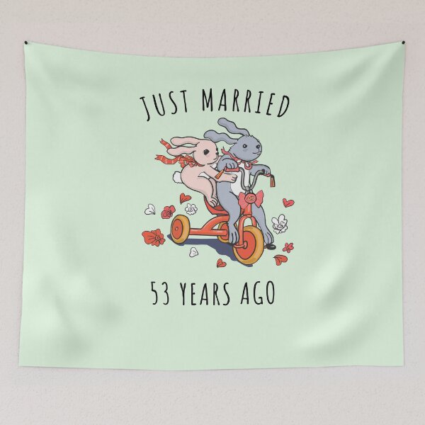 Item preview, Just Married 53 Years Ago - 53rd Anniversary Couple Bunnies Tee, Phone Cases And Other Gifts designed and sold by MemWear.