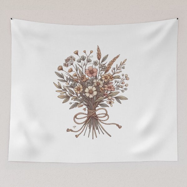 Item preview, Wildflower bouquet with jute string – Boho tattoo style sticker designed and sold by Anna2492.
