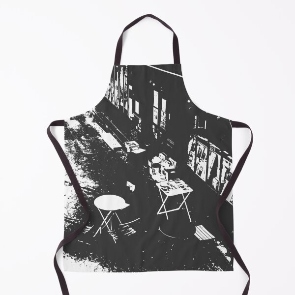 Item preview, Librería de esquina Paris Belville con vinilos, mesas y sillas en una terraza monocromática designed and sold by strokes and splashes.