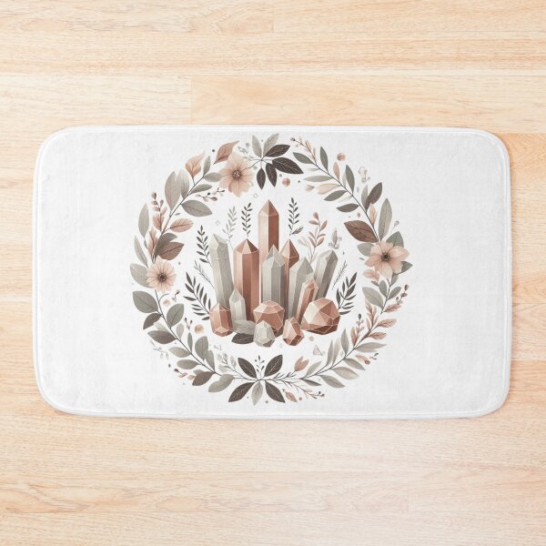 Item preview, Crystals & leaves in a circle – Boho witchy design in natural tones designed and sold by Anna2492.