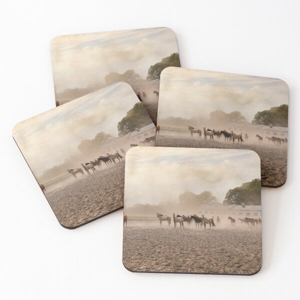 Item preview, Arabian Horses Running Free – Dusty Pasture Herd Scene designed and sold by MarcVan.