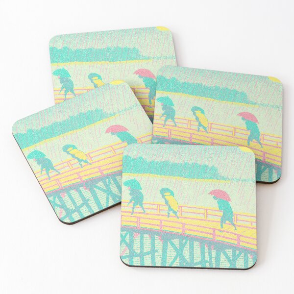 Item preview, Rainy Day on a Japanese Bridge – Ukiyo-e Inspired Art designed and sold by kawaii-jp.