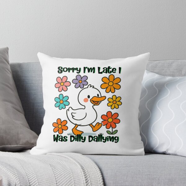 Item preview, Cita divertida de un pato: «Perdón por llegar tarde, estaba perdiendo el tiempo» – Diseño de flores retro con un bonito diseño. designed and sold by PCGraphicStudio.