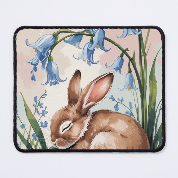 Item preview, Tiny Bunny Beneath Bluebells – Soft Pastel Woodland Charm designed and sold by Deezyned.