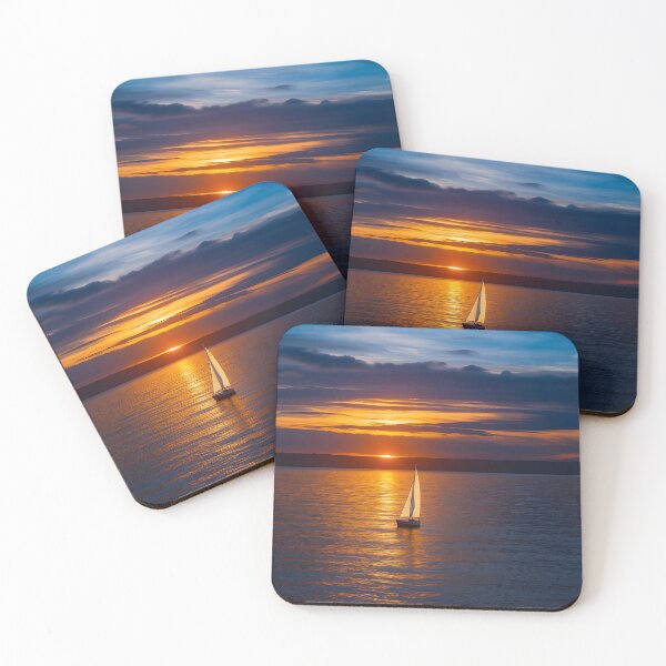 Item preview, Sailing into Sunset – Tranquil Ocean Boat Wall Art Photography Print designed and sold by ParadisePosters.