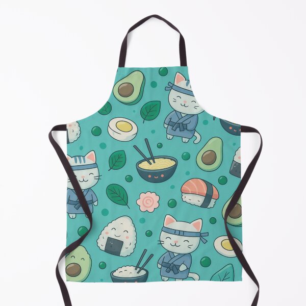 Item preview, Kawaii Ninja Cats with Japanese Food | Cute Sushi Ramen Avocado Pattern designed and sold by ZephyrBDesigns.
