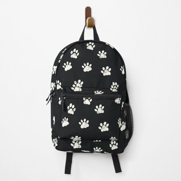 Item preview, Cute textured white paw print marks all over on black background designed and sold by PrettywithColor.