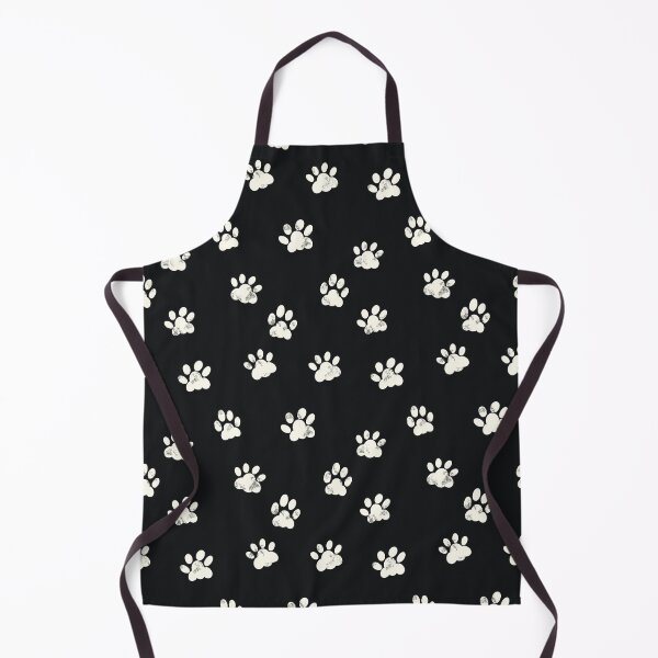 Item preview, Cute textured white paw print marks all over on black background  designed and sold by PrettywithColor.