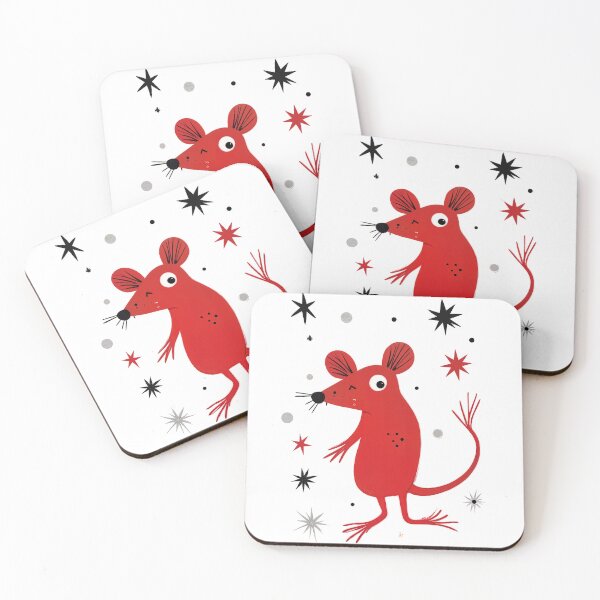 Item preview, Red Rat with Stars – Minimalist Surreal Animal in Miró Style designed and sold by HiresFilm.
