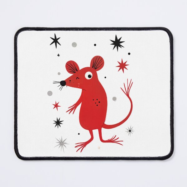 Item preview, Red Rat with Stars – Minimalist Surreal Animal in Miró Style designed and sold by HiresFilm.