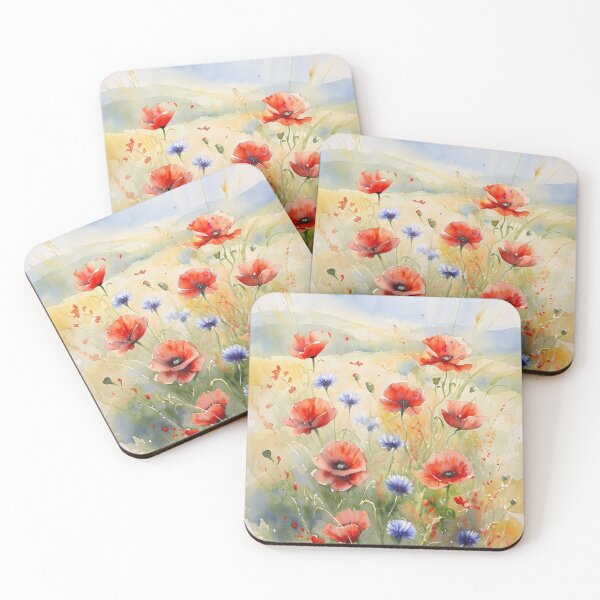 Item preview, Watercolor Poppies & Cornflowers – Polish Countryside Wildflowers designed and sold by Monika Howarth.