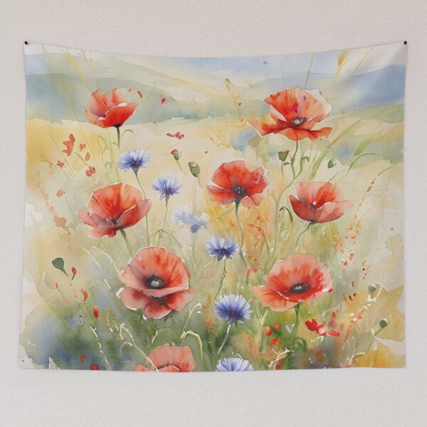 Item preview, Watercolor Poppies & Cornflowers – Polish Countryside Wildflowers designed and sold by Monika Howarth.