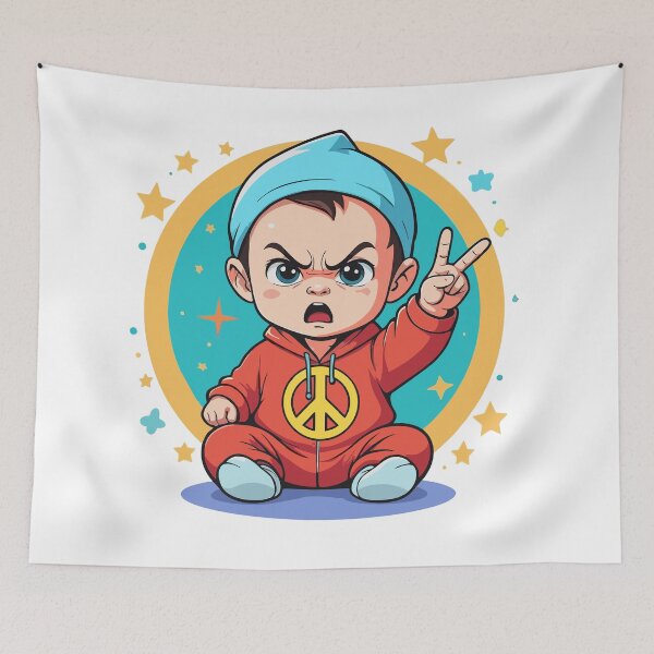 Item preview, Tiny Symbol of Strength. Baby’s Fierce Peace Pose designed and sold by Flux print.