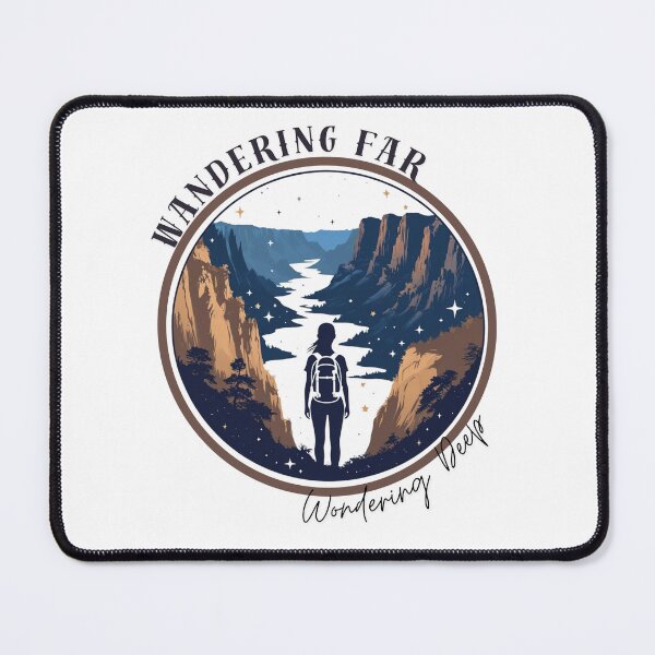 Item preview, Wandering Far Wondering Deep Women’s Hiking T-Shirt | Trail Life Tee | Nature Lover Gift for Outdoorsy Women designed and sold by Chévere Nomad.