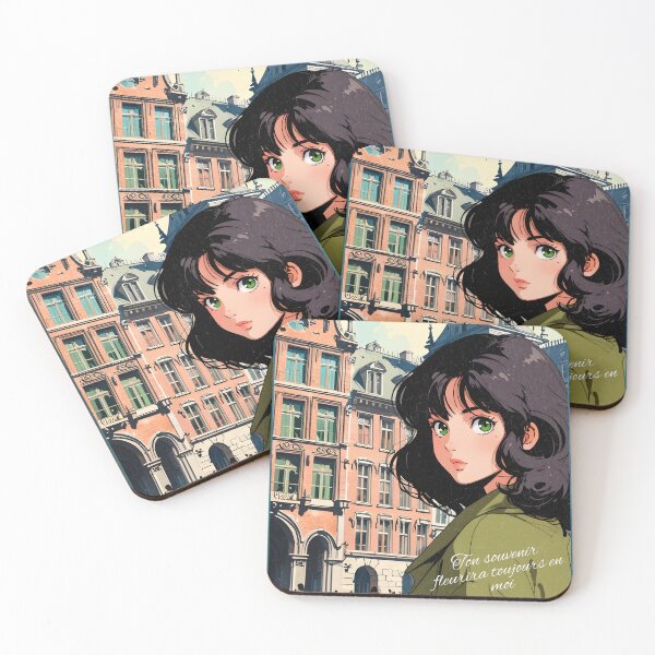 Item preview, Romantic Farewell in Brussels Belgium Europe – Retro Anime Travel Girl Love Quote designed and sold by Kawaii-Sky.