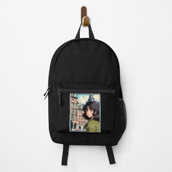 Item preview, Romantic Farewell in Brussels Belgium Europe – Retro Anime Travel Girl Love Quote designed and sold by Kawaii-Sky.