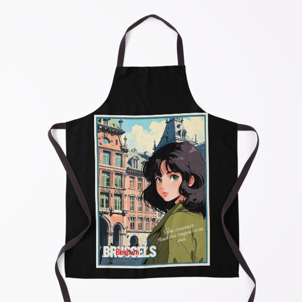 Item preview, Romantic Farewell in Brussels Belgium Europe – Retro Anime Travel Girl Love Quote designed and sold by Kawaii-Sky.