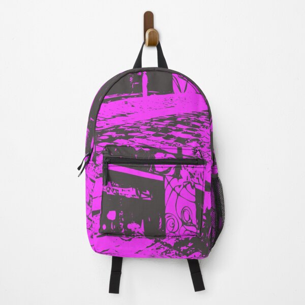 Item preview, Streets of Paris, 20eme, broken bicycle in the street, bicycle wheel, contrasting bright magenta background designed and sold by strokes and splashes.