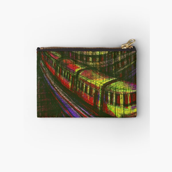 Item preview, Urban Tram & Curved Architecture Cityscape  Colorful Expressive Digital Art Print, Neon Lines Modern Streetcar Illustration Vibrant City Drawing for Wall Decor designed and sold by IlustratorCAT.
