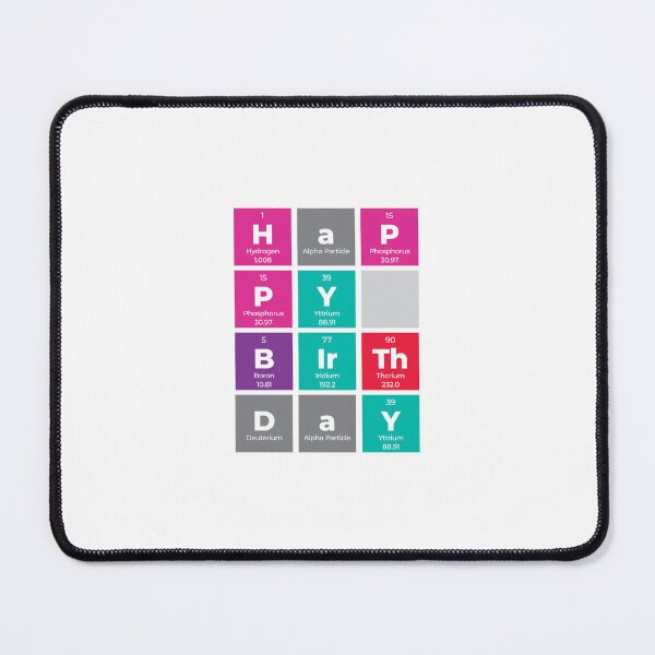 Item preview, Happy Birthday – Periodic Table Science Typography Design designed and sold by Rodney's Marketplace.