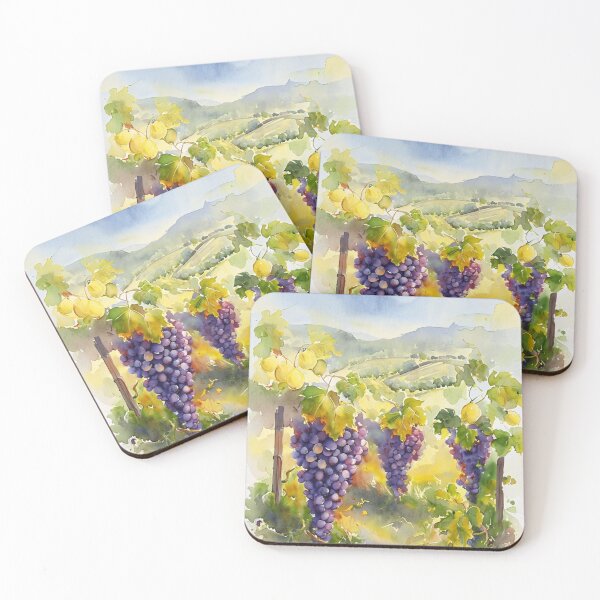 Item preview, Watercolor Grapes & Lemons – Tuscany Vineyard Countryside Art designed and sold by Monika Howarth.