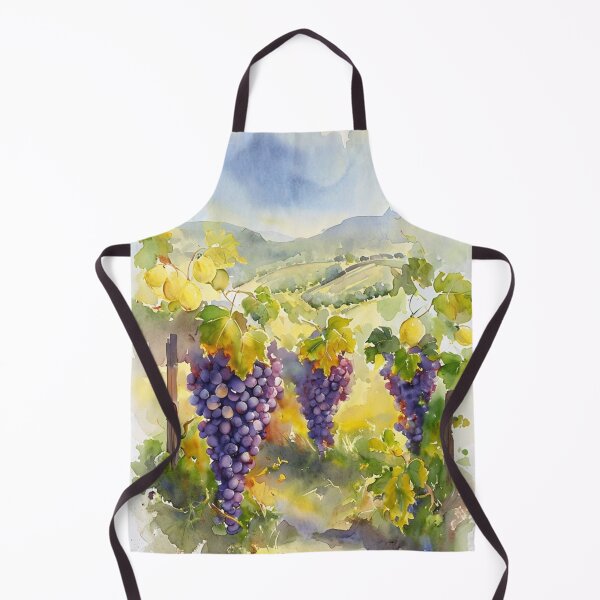 Item preview, Watercolor Grapes & Lemons – Tuscany Vineyard Countryside Art designed and sold by Artbymonika.