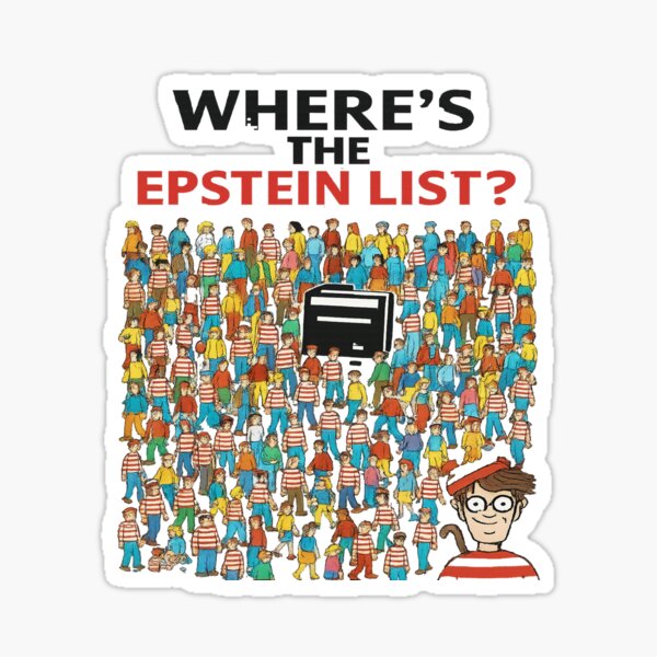 Item preview, Where’s the Epstein List? – Conspiracy Waldo Parody Shirt designed and sold by Petty print co.