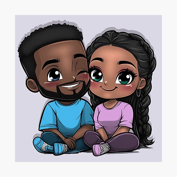 Item preview, Romantic Black Couple Illustration – Melanin Love Digital Art designed and sold by Lulunza.