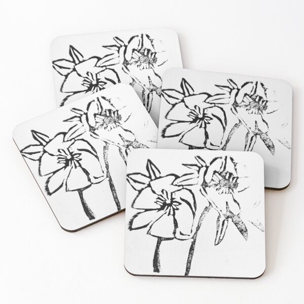 Item preview, Hellebore block print black and white designed and sold by jessrussell.