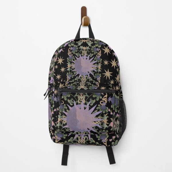 Item preview, Mysterious print with sun, moon, stars and purple flowers designed and sold by Grin Katalina Floral Patterns & Cozy Art.