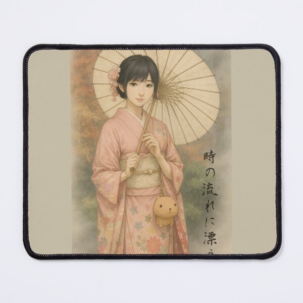 Item preview, Japanese Woman Pink Kimono Drifting in Mists of Time designed and sold by Maljonic.