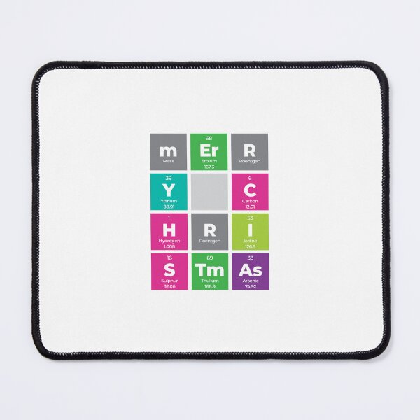 Item preview, Merry Christmas – Periodic Table Science Typography Design designed and sold by Rodney's Marketplace.