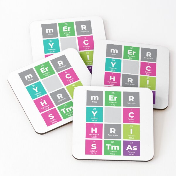 Item preview, Merry Christmas – Periodic Table Science Typography Design designed and sold by Rodney's Marketplace.