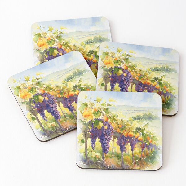 Item preview, Watercolor Tuscany Vineyard – Grapes, Oranges & Italian Countryside designed and sold by Monika Howarth.