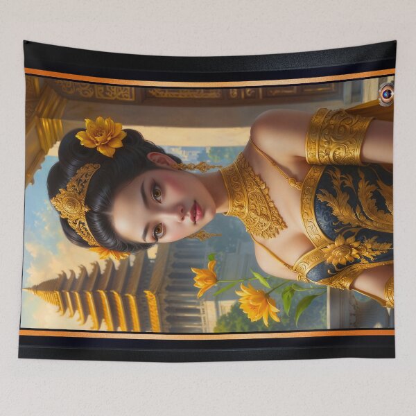 Item preview, Gilded Portrait Of Lady Anya In The Ancient Temple Of Ossron Stunning AI Concept Art by Xzendor7 designed and sold by Xzendor7 Digital Art Creations.