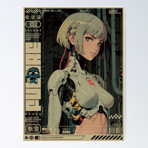 Item preview, Android girl with gray hair designed and sold by BOZGO.