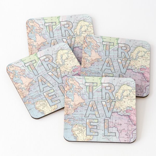 Item preview, TRAVEL Map Letters Design - Vintage-Inspired World Map Typography designed and sold by HappyHippo412.