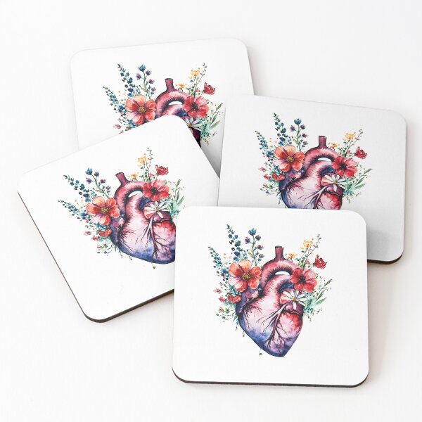 Item preview, Watercolor Heart Surrounded by Blooming Flowers designed and sold by soulfulpalette.