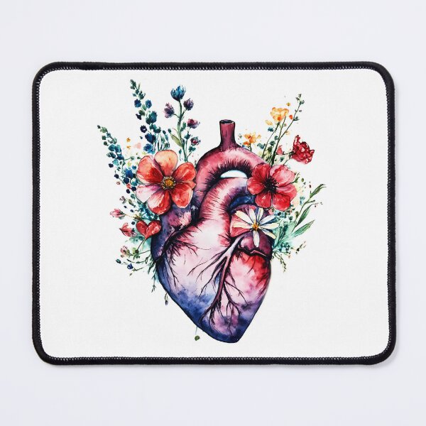 Item preview, Watercolor Heart Surrounded by Blooming Flowers designed and sold by soulfulpalette.