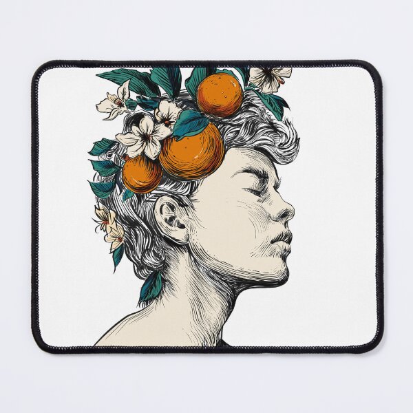 Orange Blossom Portrait Botanical Art Mouse Pad