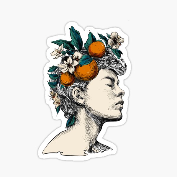 Orange Blossom Portrait Botanical Art Sticker
