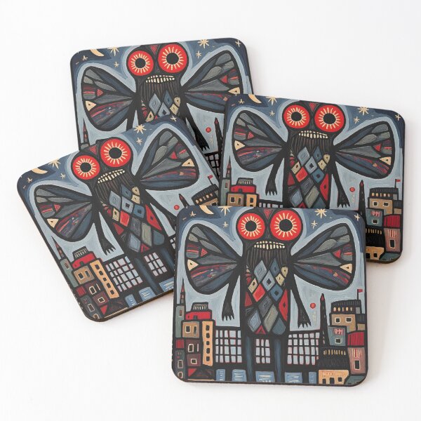 Item preview, The Mothman of Point Pleasant cryptid abstract modern art style painting designed and sold by Vintage Designs +.
