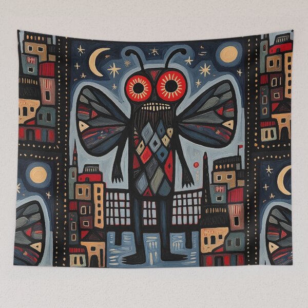 Item preview, The Mothman of Point Pleasant cryptid abstract modern art style painting designed and sold by Vintage Designs +.