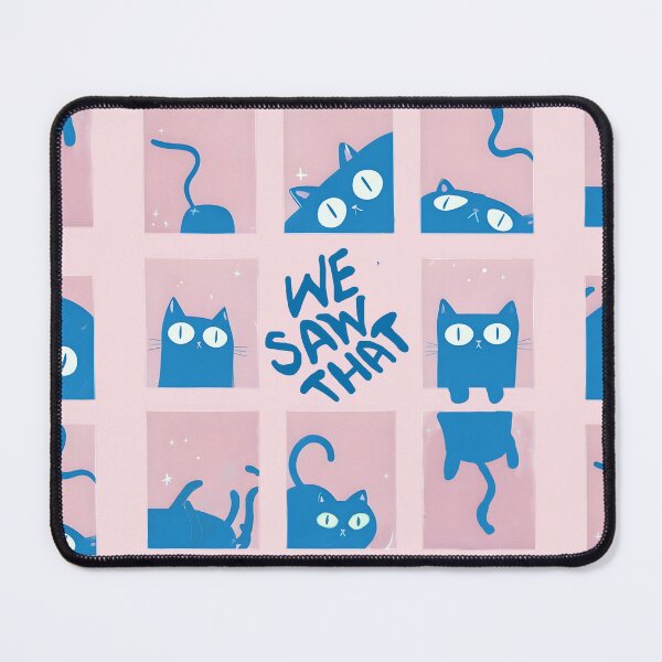 Item preview, We Saw That – Silly Cat Grid - pink and blue designed and sold by pixelated_echoes.
