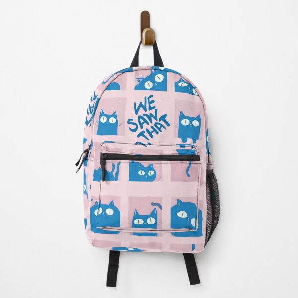 Item preview, We Saw That – Silly Cat Grid - pink and blue designed and sold by pixelated_echoes.