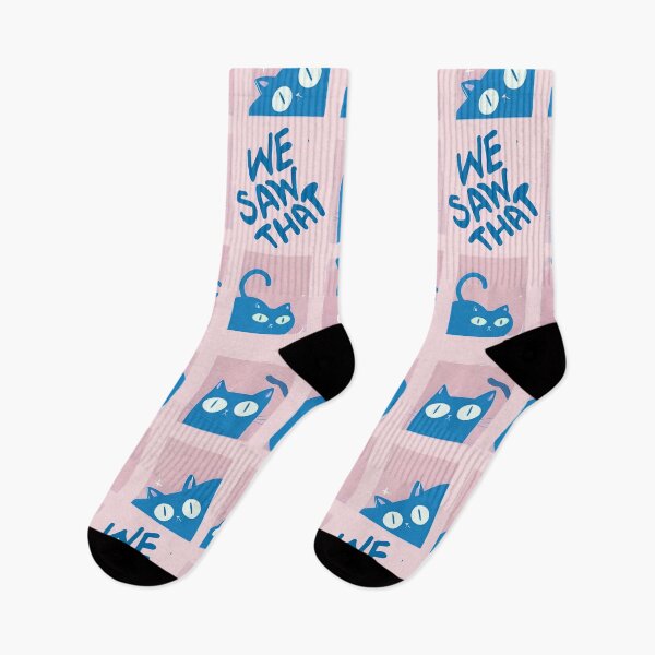 Item preview, We Saw That – Silly Cat Grid - pink and blue designed and sold by pixelated_echoes.