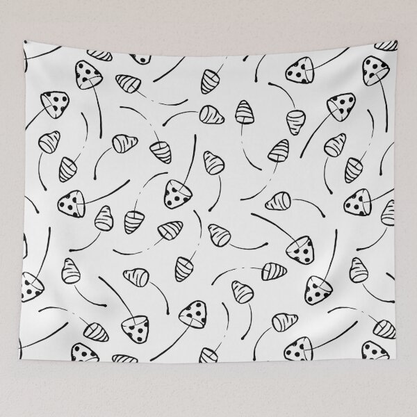 Item preview, Hand Drawn Mushrooms in Black and White Pattern designed and sold by Farissa Designs.