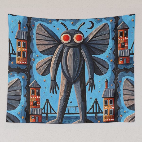 Item preview, The Mothman of Point Pleasant cryptid abstract modern art style painting designed and sold by Vintage Designs +.