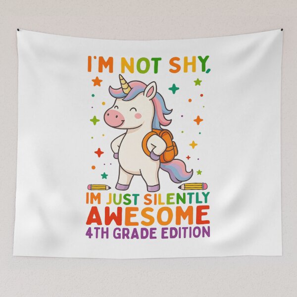 Item preview, Cute Unicorn Back to School 4th Grade Design – I'm Not Shy, I'm Just Silently Awesome designed and sold by tigger shop.